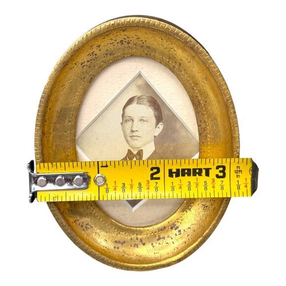 Antique Mini Oval Vintage Portrait Frame Young Man Handwritten Provinance Estate - Picture 4 of 5